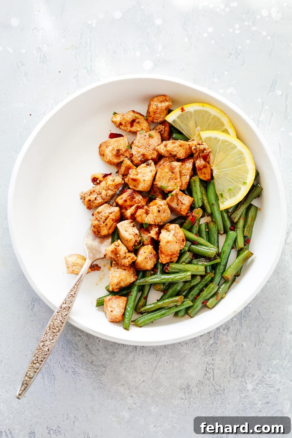 Spicy Green Beans Chicken Skillet served on a plate