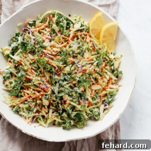 Super Easy Broccoli Kale Slaw Salad