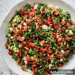 Overhead photo of a plate of shredded Brussels sprout salad.