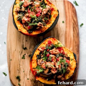 Sausage and Kale Stuffed Acorn Squash
