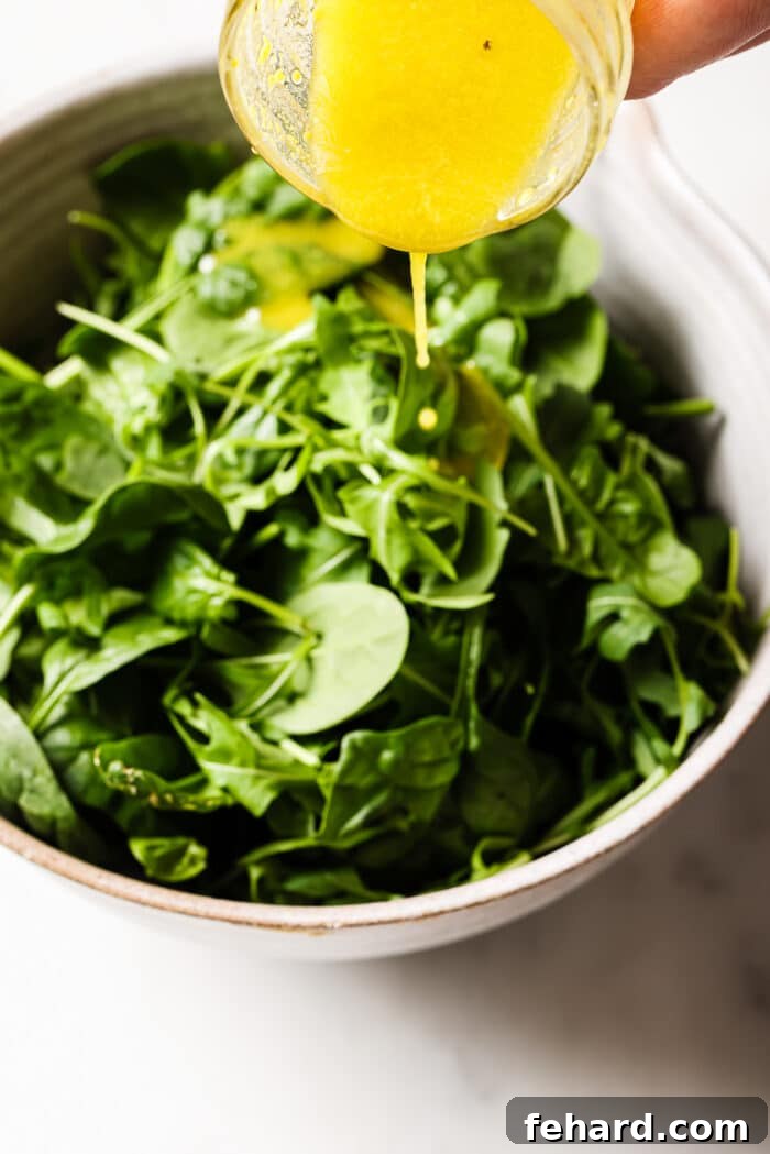 Quick & Fresh Breakfast Salad 6 A bowl of mixed greens tossed with homemade salad dressing.