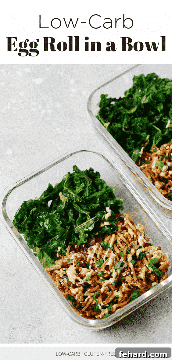 Low-carb Egg Roll in a Bowl with Sautéed Kale (Meal-Prep)