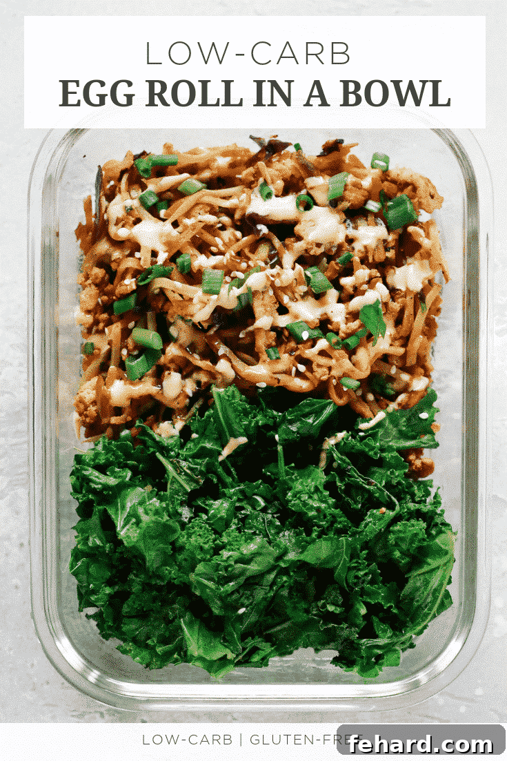 Low-carb Egg Roll in a Bowl with Sautéed Kale (Meal-Prep)