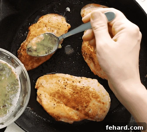 Chicken breast inside a skillet