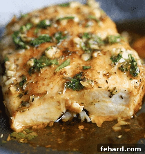 Closeup view of garlic butter chicken breast