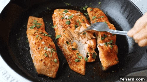 Perfectly baked salmon, flaky and juicy