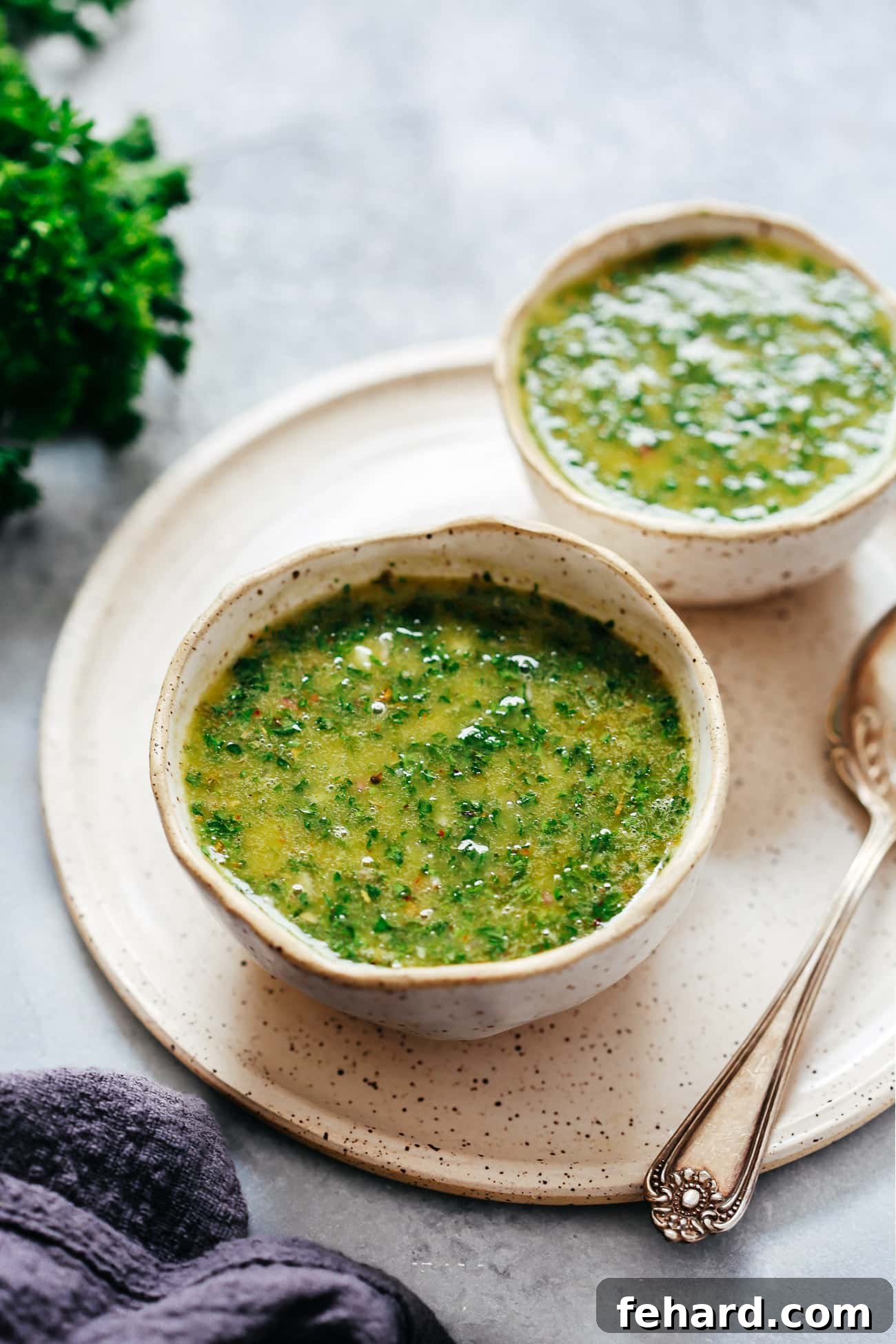 chimichurri sauce on a serving platter