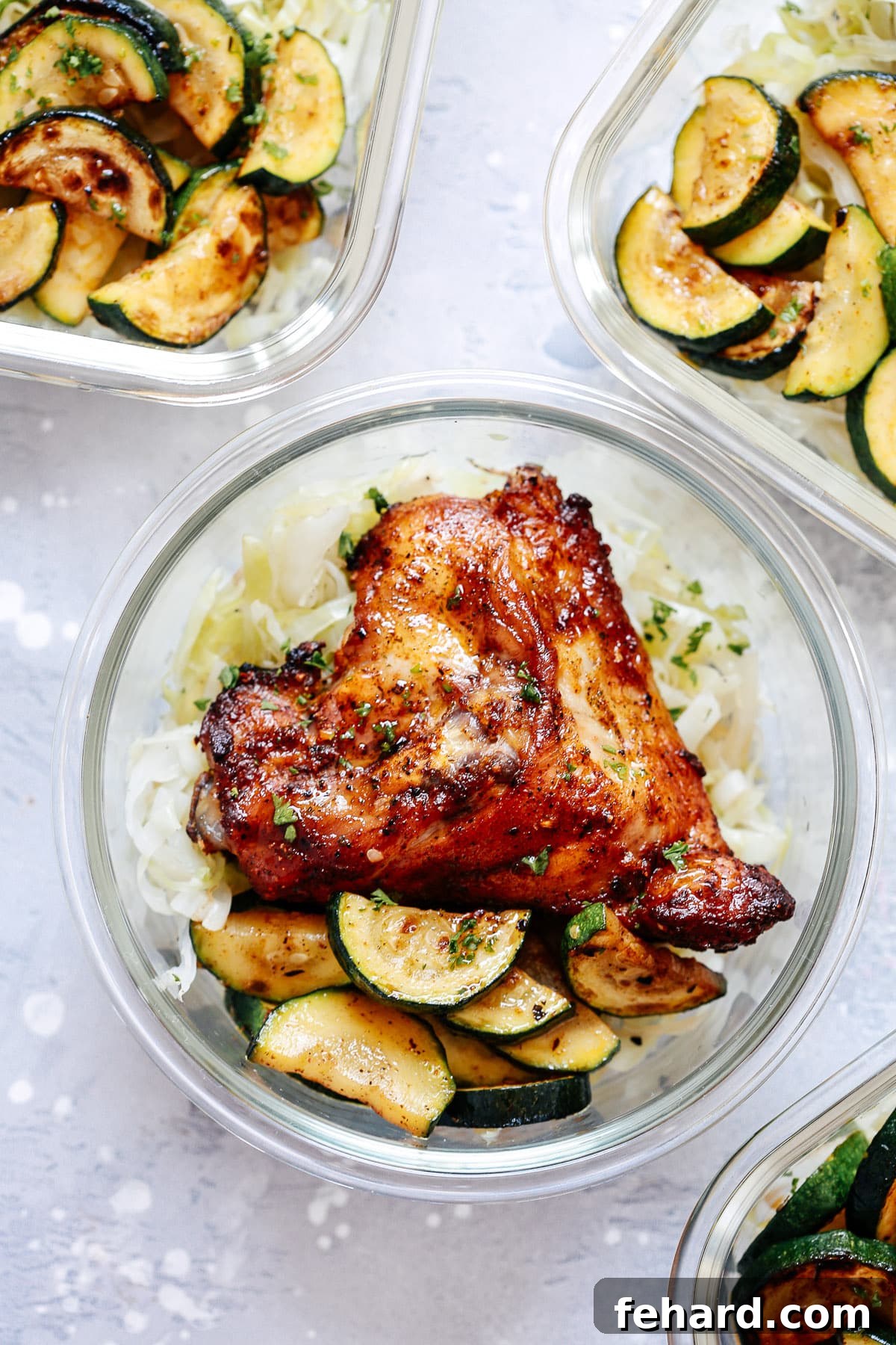spicy chicken and vegetables in a glass bowl