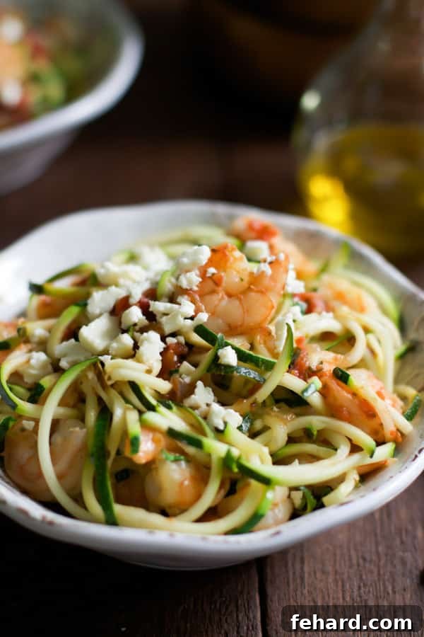 Zesty Garlic Shrimp Zoodles 4 Close-up of fresh, vibrant vegetables, ideal for a homemade healthy recipe