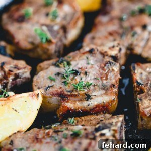 close up of plated lemon thyme lamb chops