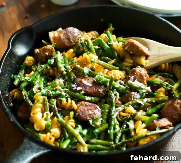 Sausage-Asparagus-Quinoa-Pasta Sausage Asparagus Quinoa Pasta - A delicious variation on a healthy theme