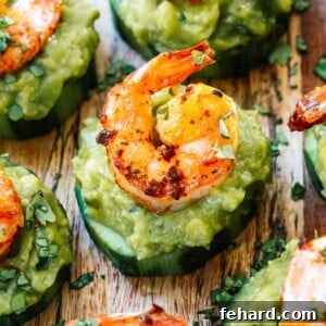 Irresistible Shrimp Guacamole Poppers 5 Close up of a shrimp guacamole bites.