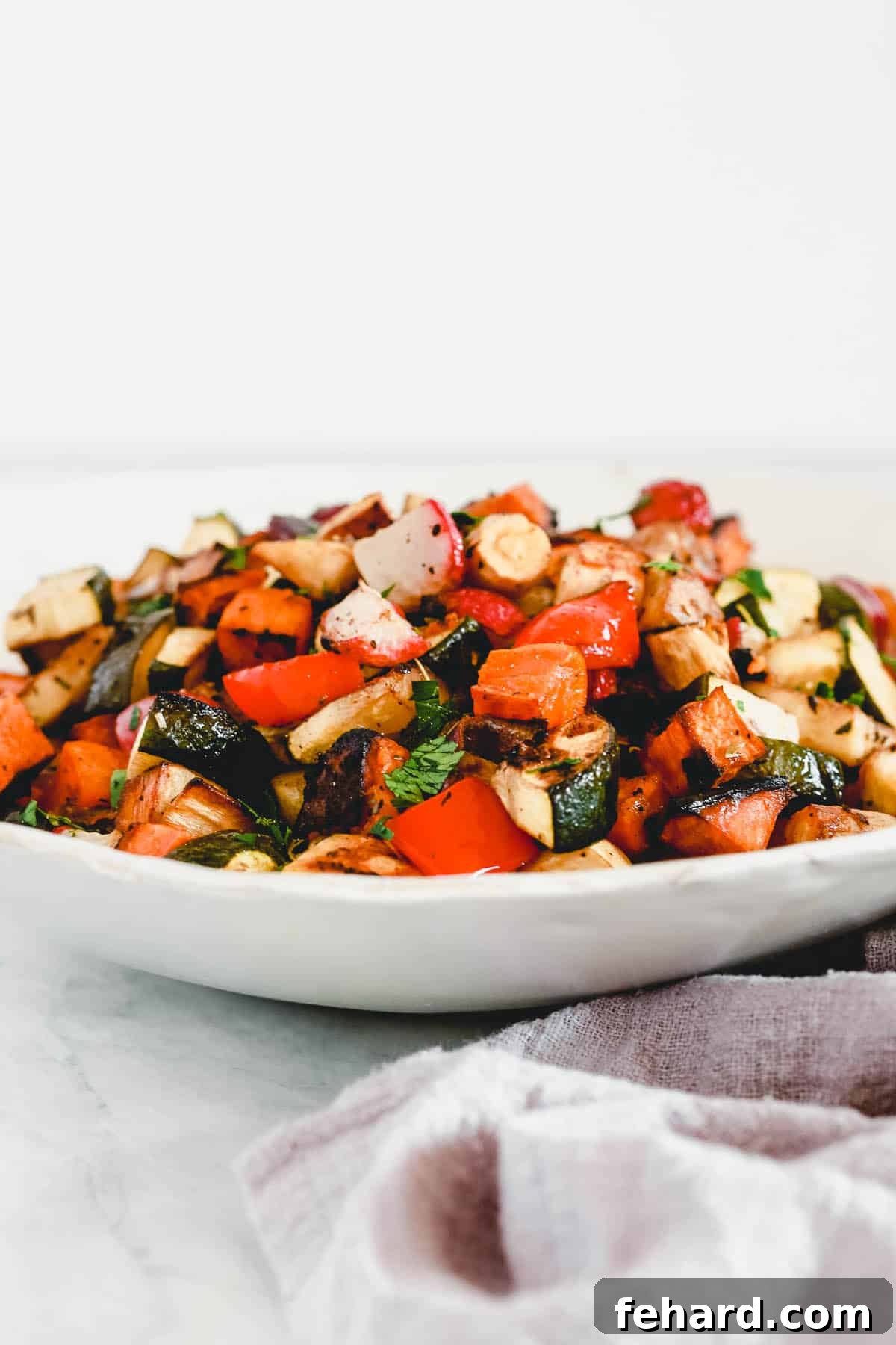 Perfect Balsamic Roasted Vegetables 3 closeup shoot of balsamic roasted vegetables