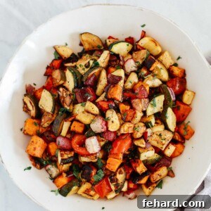 Overhead shoot of Balsamic vegetables recipe