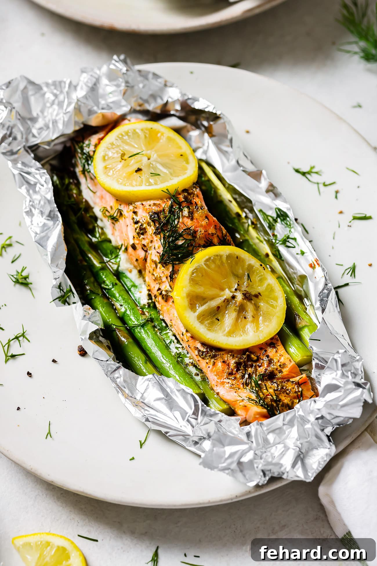 closeup of salmon in foil 