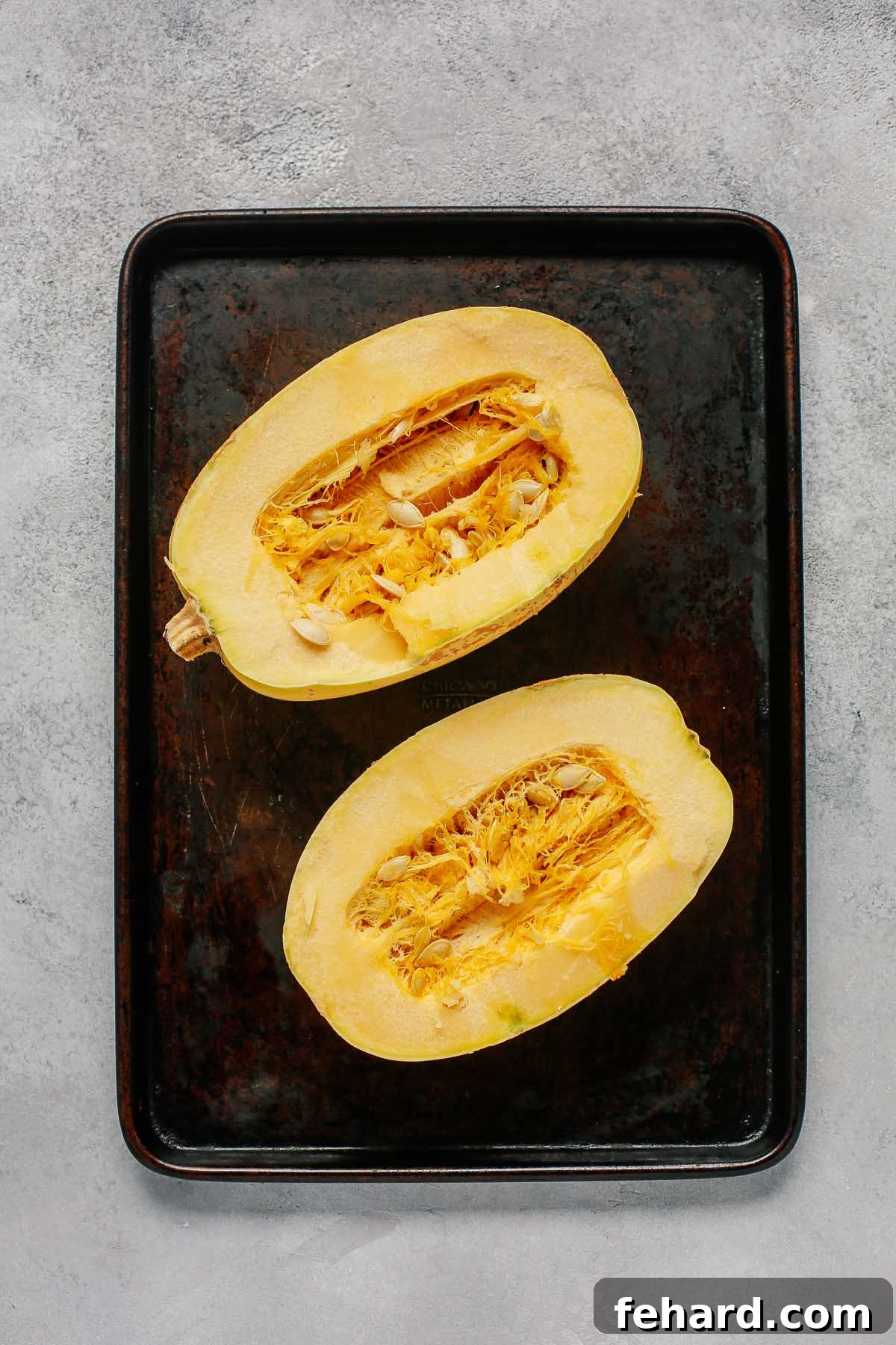 Spaghetti squash cut in half