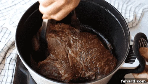 Tender Whole30 Pot Roast 8 overhead view of beef chuck