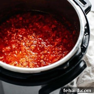 Instant Pot meat sauce ready to serve