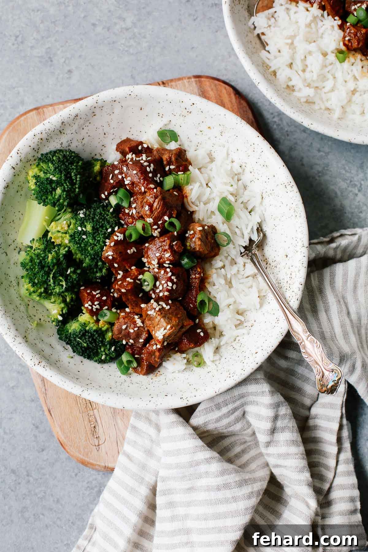Fast and Flavorful Instant Pot Korean Beef 6 Korean beef dinner with steamed white rice and broccoli