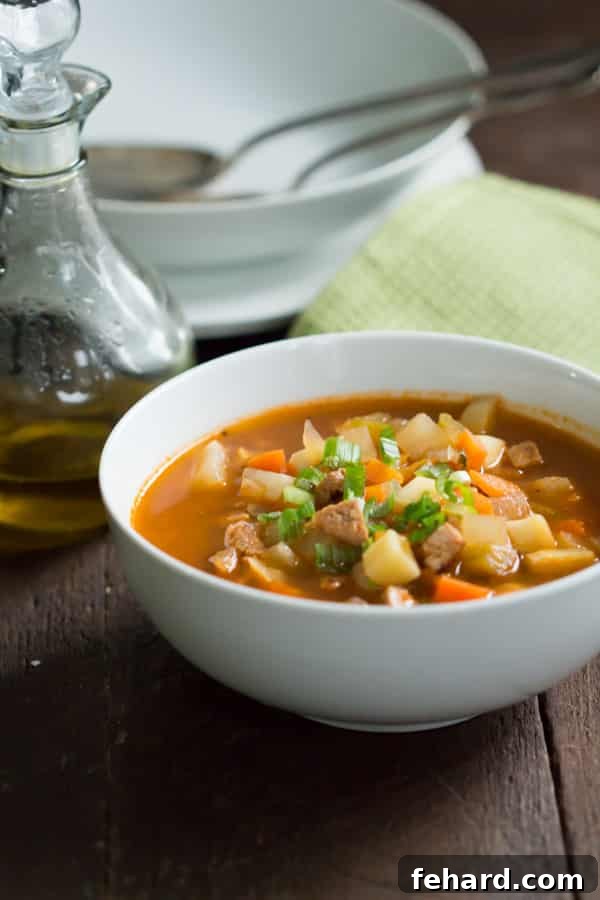 A bowl of wholesome Turkey Sausage Vegetable Soup, packed with colorful vegetables and lean protein, perfect for a satisfying meal.