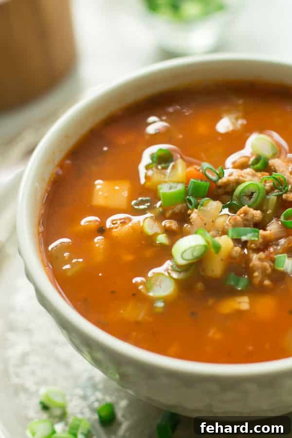 A comforting bowl of Ground Turkey Soup with Veggie Roots, highlighting nutrient-rich root vegetables and lean ground turkey.