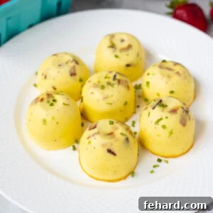 Close-up of fluffy Instant Pot Egg Bites on a white plate