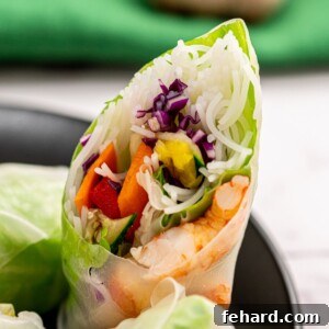 Vibrant Veggie Wraps 3 Fresh Spring Roll Cut Open showing fresh ingredients.