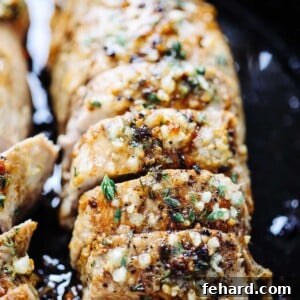 Mouthwatering Garlic Butter Pork Tenderloin 8 close up of a pork tenderloin