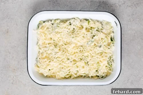 overhead view of Brussels sprouts in a baking casserole