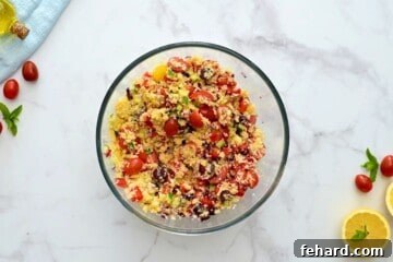 Cold Couscous Salad in large mixing bowl.