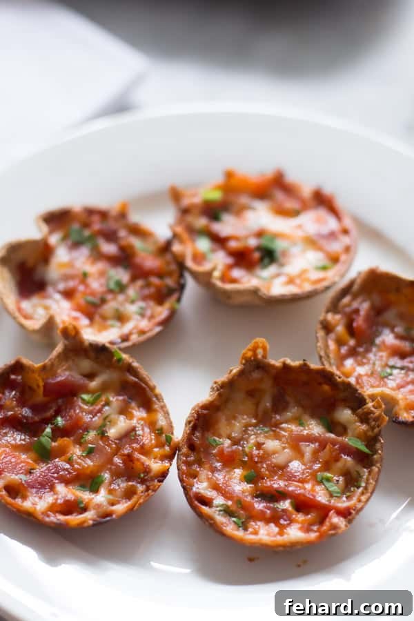 A close-up of a mini tortilla pizza, highlighting the golden brown edges of the tortilla.