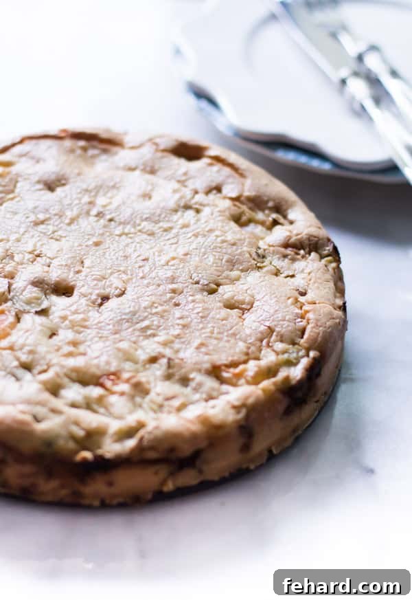 Ready-to-Serve Brazilian Shrimp Pie Overhead view of a baked Brazilian Shrimp Pie, garnished and ready to serve.