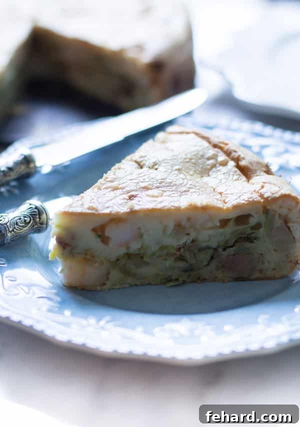 Freshly Baked Brazilian Shrimp Pie The finished Brazilian Shrimp Pie, golden brown and bubbly, fresh from the oven.