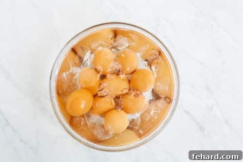 eggs in an ice bath