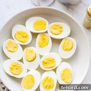 a plate with hard boiled eggs cut in half