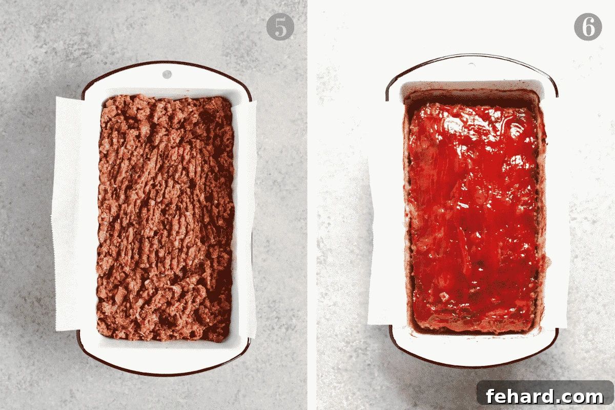 Guilt Free Meatloaf Perfection 6 uncooked meatloaf mixture in a loaf pan