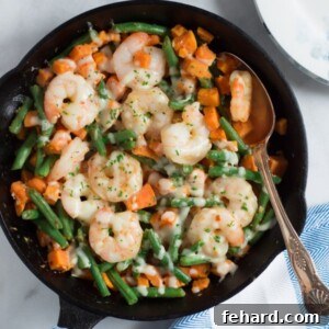 One-Pan Shrimp Skillet with Sweet Potatoes and Green Beans 2 Sweet Potato Green Beans Shrimp Skillet Recipe Image