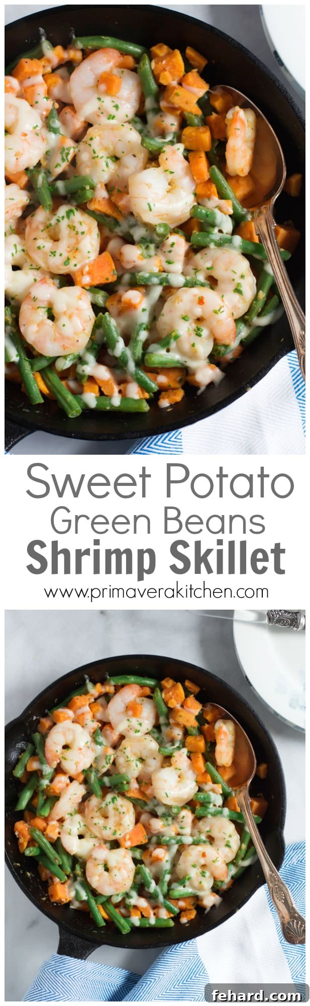 Shrimp Skillet with Sweet Potato and Green Beans - This Shrimp Skillet is made with sweet potato and green beans, which uses only one pot and it is done in less than 30mins. Shrimp Skillet with Sweet Potato and Green Beans - This Shrimp Skillet is made with sweet potato and green beans, which uses only one pot and it is done in less than 30mins.