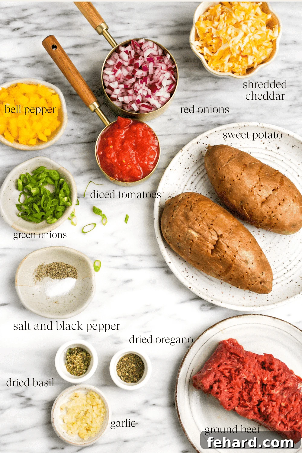 ingredients to make stuffed sweet potato.