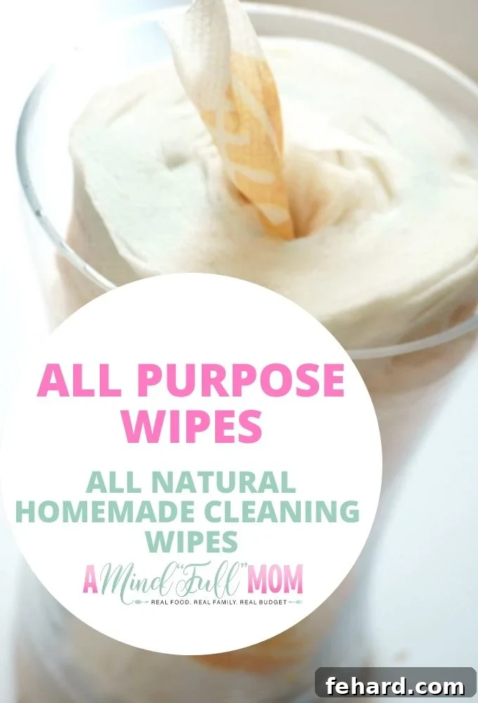 Homemade All-Purpose Cleaning Wipes with a roll of paper towels