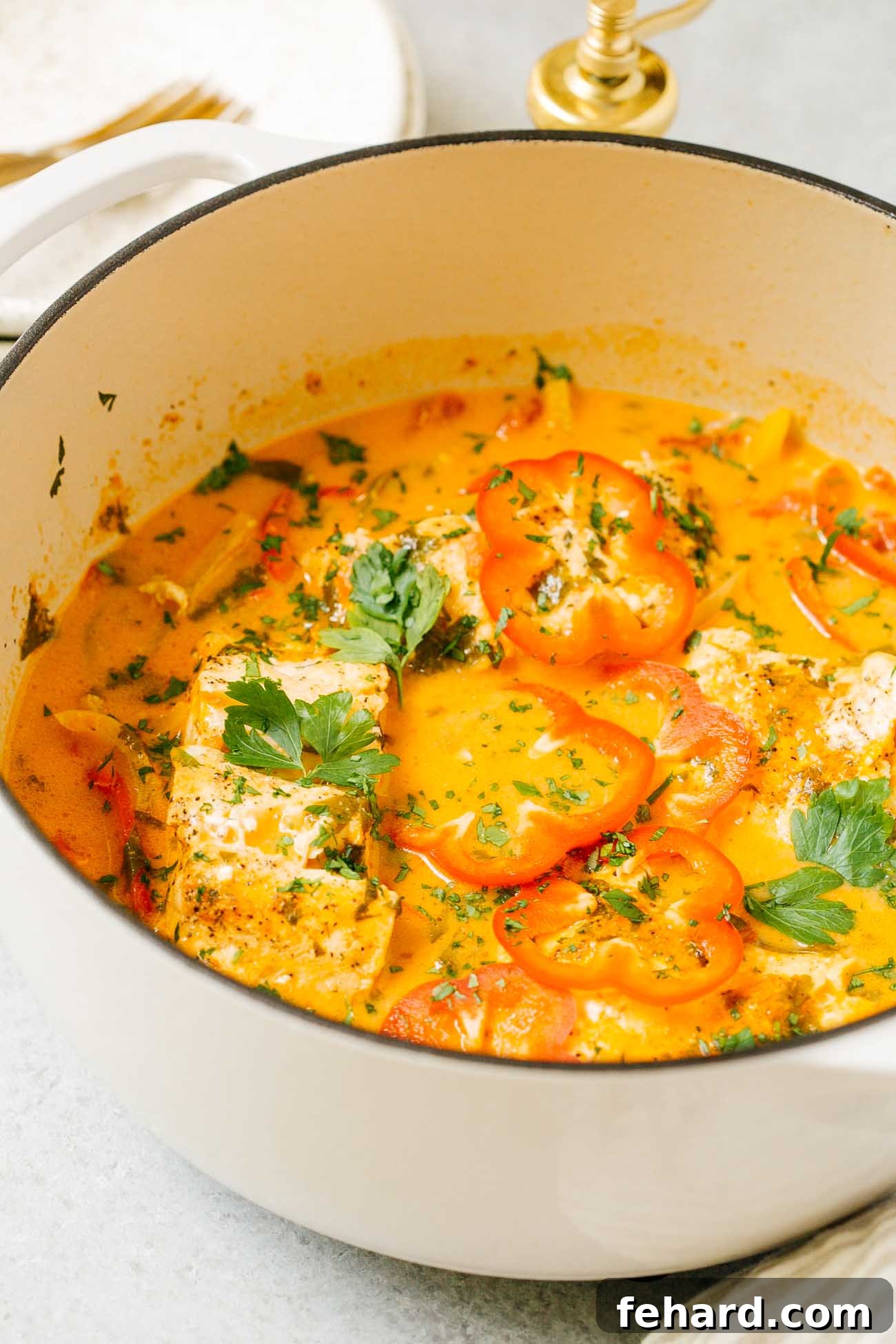 Vibrant Brazilian Fish Stew 5 A pot of Brazilian fish stew.