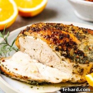 closeup of garlic butter turkey breast