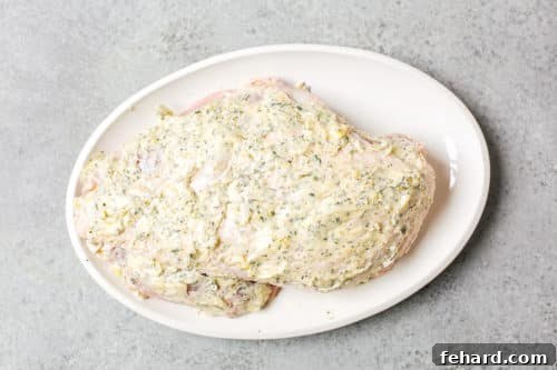 turkey breast with garlic butter on top