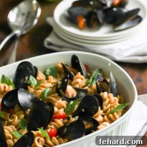 Wholesome Wheat Fusilli with Briny Mussels 2 whole wheat fusilli with mussels