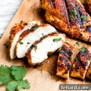 closeup of grilled chicken breast