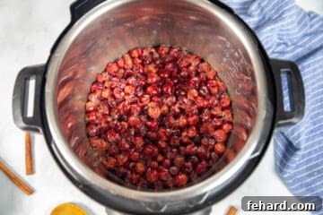 Cooked cranberry sauce in instant pot.