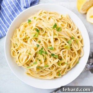 Bowl of Fettuccine Noodles with Light Alfredo Sauce,