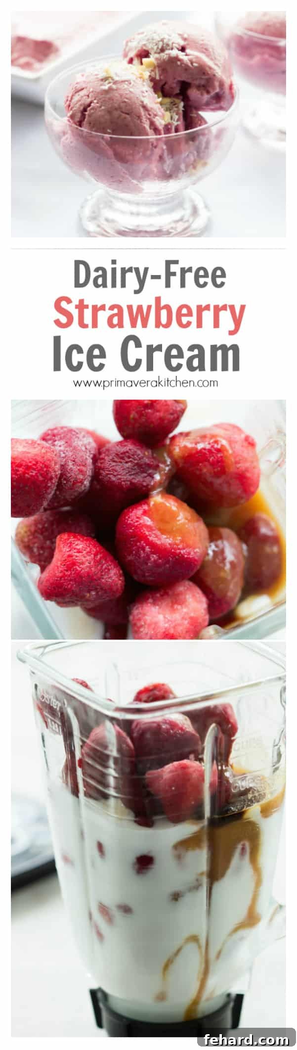 Dairy-free Strawberry Ice Cream - A wholesome frozen dessert without dairy, refined sugar, or trans fat, suitable for healthy lifestyles.