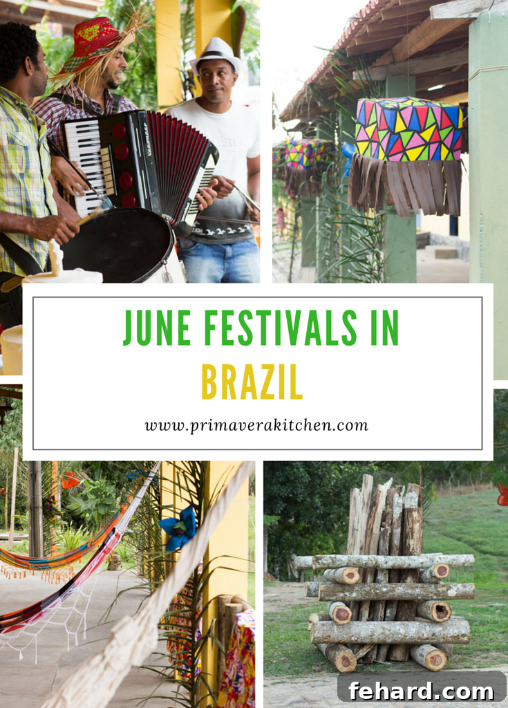 Festa Junina decorations with colorful flags and traditional ambiance