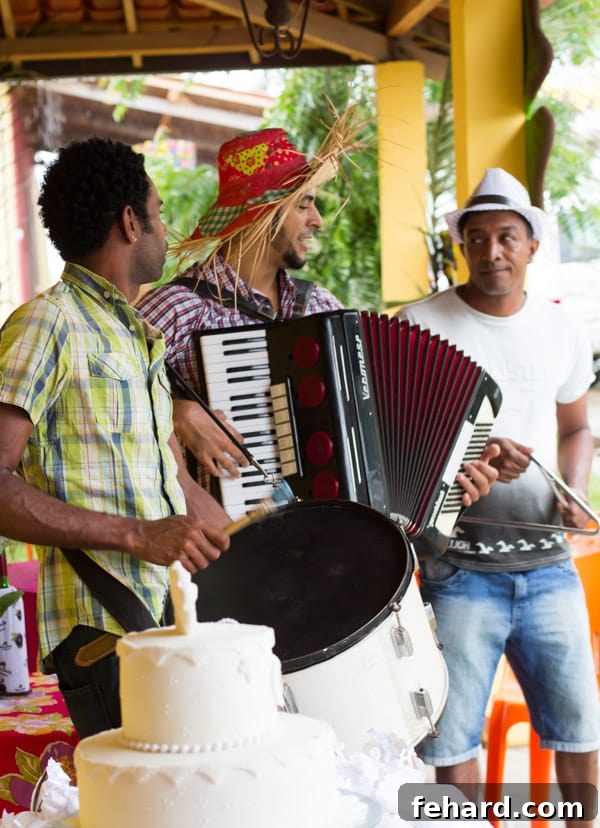 Authentic Brazilian forró band performing at a June Festival